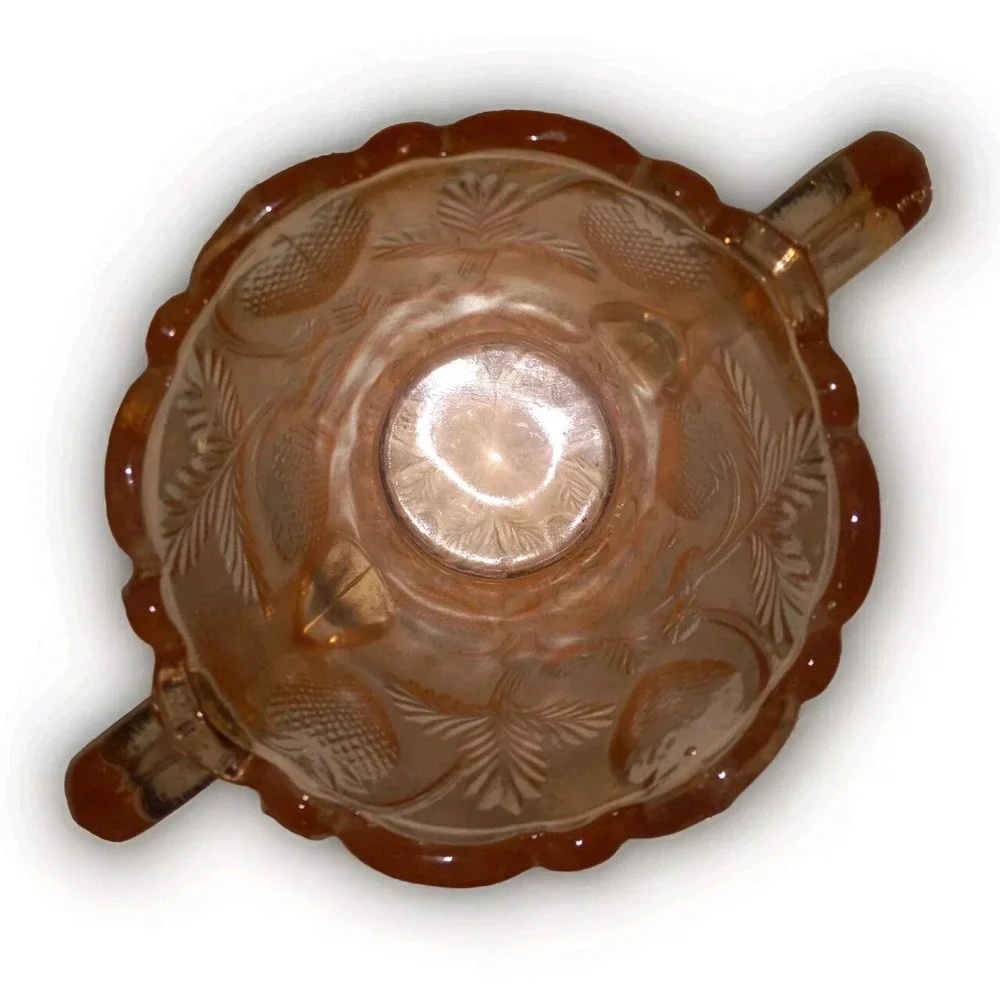 Vintage Fenton Pink Depression Glass Vase Inverted Strawberries Design